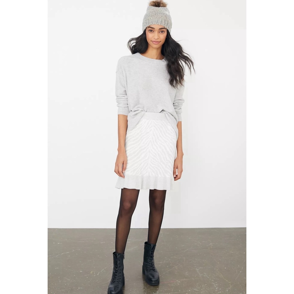 Anthropologie Dolan Left Coast Zebra Ruffled Knit Mini Skirt NWT SZ 1X - Picture 6 of 15